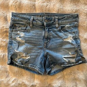 American Eagle Outfitters Distressed Light Blue Jean Shorts